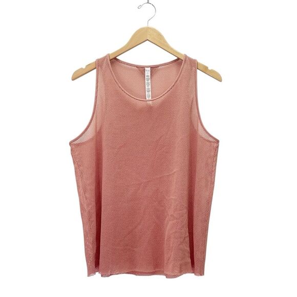 Alo Yoga Lucid Tank Top Size Large Pink Mesh Sheer Breathable Workout Coverup - Picture 11 of 11